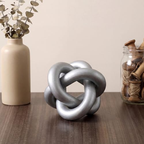 Yalikop 3 Link Wood Knot Decor Rustic Table Shelf Accents, Silver - color: Silver