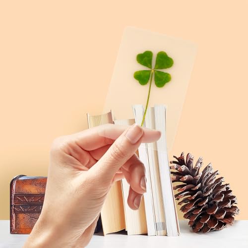 Real Four Leaf Clover Bookmark, Elegant 4 Leaf Clover Charm, Perfect Gift for Book Lovers, Preserved Four Leaf Clover in Laminated Bookmark Made in Korea - size: gold-1pack