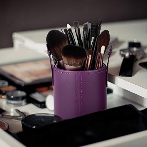 Narwey Makeup Brush Holder Travel Brushes Case Bag Cup Storage Dustproof for Women (Purple) - color: Purple