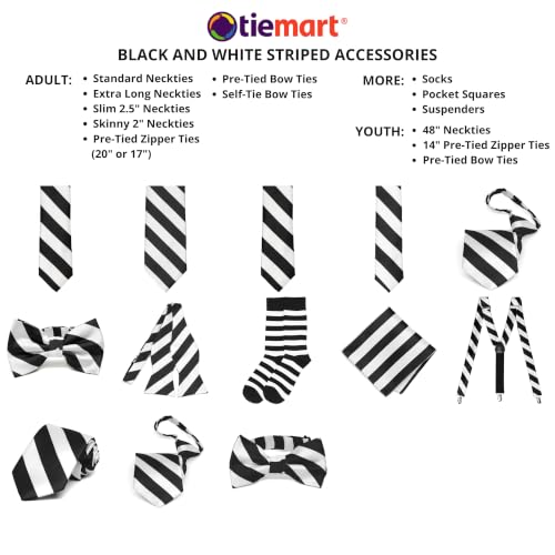 tiemart Men's Socks, Fits Men's Shoe Sizes 8-12 - color: Black and White Striped