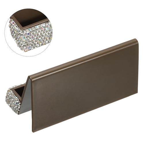 PATIKIL Business Card Holder for Desk, Rhinestone Business Card Holders Crystal Card Stand Organizer Cards Display for Office Exhibition, Brown - color: Brown