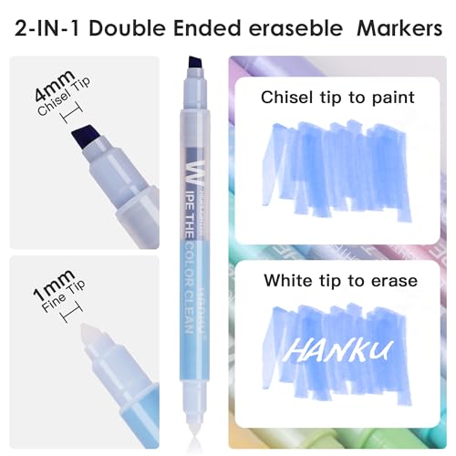 Erasable Highlighters Pastel Colors, 10 Colors Muted Dual Tip Markers, No Bleed Aesthetic Highlighters for Bible, Journaling, School Office Supplies, Double Ended Fine & Chisel Tip, Smooth Dry Fast - color: 10 Pastel Erasable