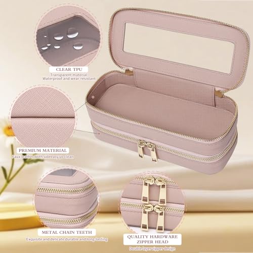 Pinkmik Double Layer Makeup Bag, Pink, Double SLIM - color: B3/Pink, size: 2-Layer SLIM