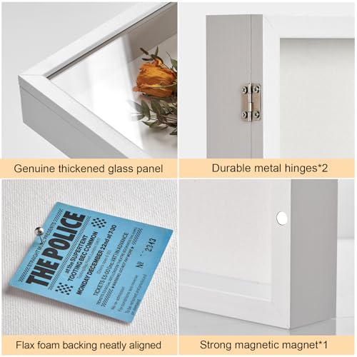 5x5 White Deep Shadow Box Picture Frame with HD Clear Glass - color: White, size: 5x5