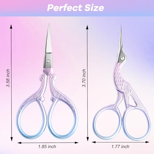 AQUEENLY Embroidery Scissors 2 Pcs Small Sewing Scissors Sharp Stainless Steel 3.6 Inches for Artwork, Crochet, Needlework, Threading, Pink - color: Pink