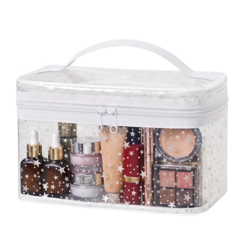 Star Clear Makeup Bag, Waterproof Travel Cosmetic Bag Toiletry bag,White - color: White