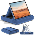 KDD Tablet Pillow Stand, Multi-Angle Viewing Ipad Holder for Lap, Bed and Desk, Foldable Soft Pad Dock with Stylus Mount Compatible with Ipad Pro 12.9, 10.5, 11, Air, Mini, Phones, Books, E-Reader - color: Blue