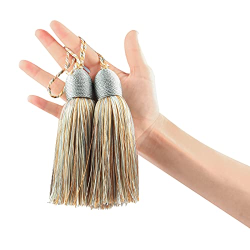 2Pcs Key Tassel with Loop DIY Handmade Craft Accessories - color: Mix Blue