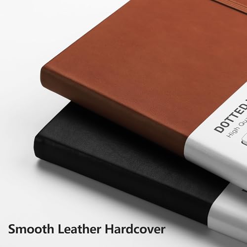 RETTACY Dotted Journal Notebook, 320 Numbered Pages, A5 (5.7'' × 8.3'') - color: Brown