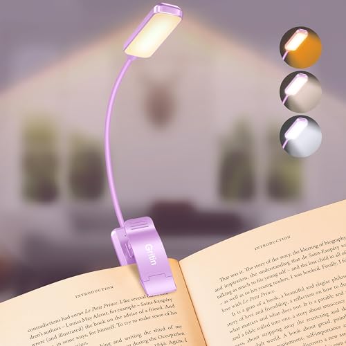 Gritin 9 LED Rechargeable Book Light for Reading in Bed - color: Purple