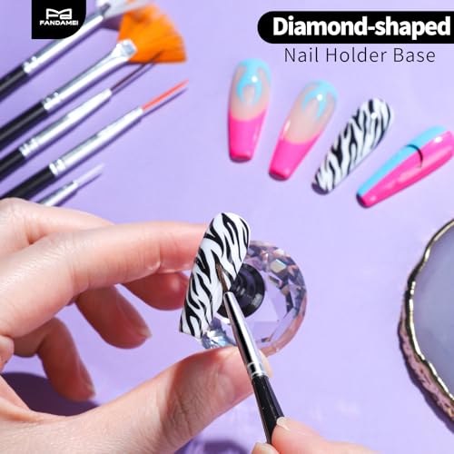 FANDAMEI Nail Art Tools, Nail Design Tools, Nail Brush, Nail Art Kit With Nail Stand, Nail Holder For Painting Nails, Nail Art Brushes, Nail Dotting Tool, Nail Art Palette, Nail Tools For Nail Art - color: Black
