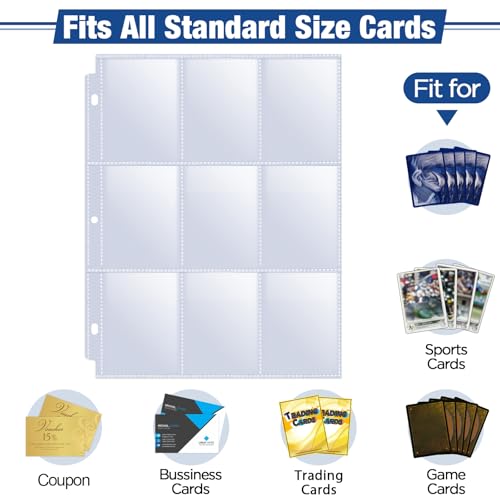 Fabmaker 1548 Pocket Double Side Trading Card Sleeves,9 Pocket Card Sleeves