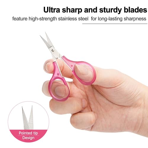 SCAIKTIG Small Craft Scissors, 3" Tiny Travel Scissors Tsa Compliant with Cover, Sharp Scissors all Purpose, Straight Fine Tips Mini Sewing Scissors Set, Precision Detail Paper Cutting, Pink/Purple - color: Red+purple