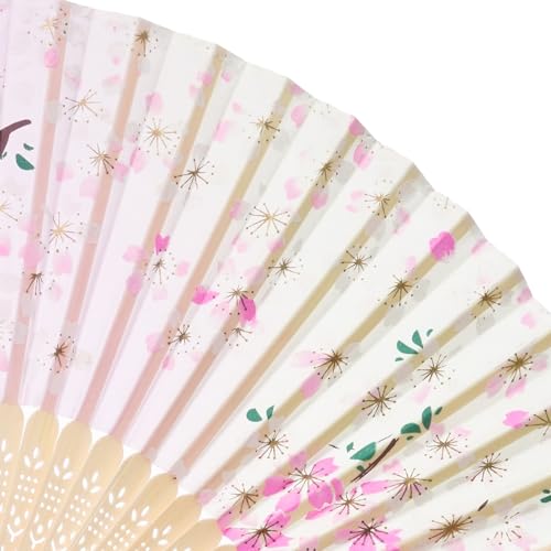 QIRMIZI 10 Pieces Handheld Fans, Silk Folding Fans, Floral Folding Fans for Birthday,Dancing, Cosplay, Weddings, Parties, and Events,Pink Blue - color: 07 Pink Blue