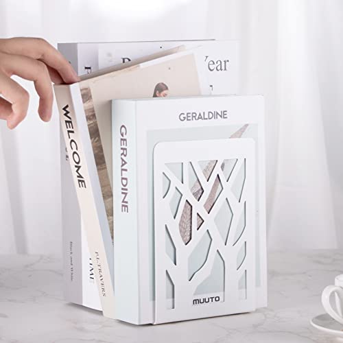 Book Ends, Bookends, Bookends for Shelves, Bookend, Book Ends for Heavy Books, White Metal Book Shelf Holder Home Decorative, Book Stoppers for Shelves, Bookend Supports 3 Pair - size: White-3 Pair