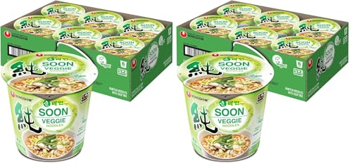 Nongshim Soon Cup Noodle Soup,Veggie,2.6 Ounce,(Pack of 12) - size: 2.64 Ounce (Pack of 12)