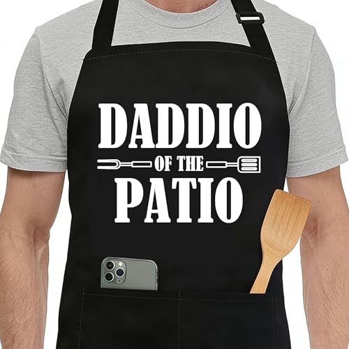 Funny Black Apron with Pockets for Man,Dad,Husband,Father in Law,Chef Daddy Women Grilling Apron BBQ Cooking Gifts - color: Apron-1
