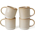 famiware Coffee Mug Set of 4, Star 12 oz Ceramic Mugs Cups Set with Handle - color: Star-Cappuccino White, size: 4 Count (Pack of 1)