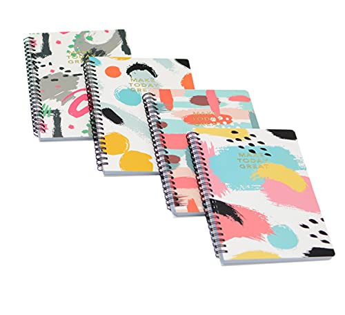 Yansanido Spiral Notebook, 4 Pcs A5 Thick Graffiti Design Hardcover 8mm Ruled 4 Color 80 Sheets -160 Pages Journals for Study and Notes (Colorful) - style: Colorful