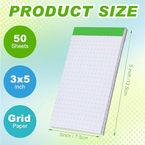 16 Pcs 3'' x 5'' Dot Grid Notepads Mini Dotted Graph Paper Pad, Perforated - color: White, style: Dotted
