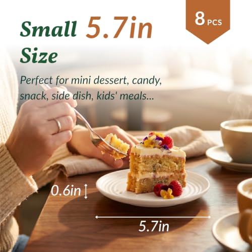 Homienly Small Plates | 5.7 Inch Lightweight & Unbreakable Wheat Straw Plates | Mini Dessert Plate Set, Microwave & Dishwasher Safe Set of 8 -Beige - color: Beige, size: 5.7 Inch