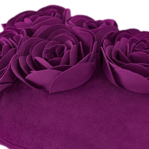 JWH 3D Flower Throw Pillow Cover, Purple Red, 12x20 Inch - color: Purple Red