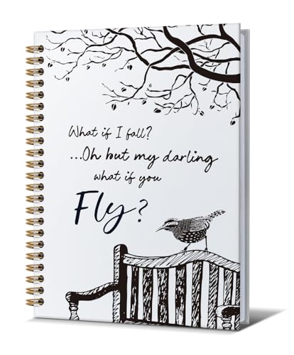 Notebooks Journal For Women-Floral Cute Notebook For Men Friends Gifts On Birthday Christmas Mother's Day,What If I Fall What If You Fly Positive Sign Gold Spiral Bound Hardcover,5.8"x8.3" - color: If you fly