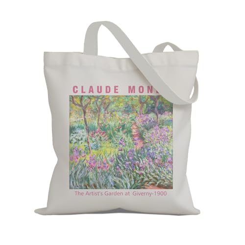 Art Canvas Tote Bag,Art Lovers Gifts,Aesthetic Tote Bag for Women. - color: White - Monet -3
