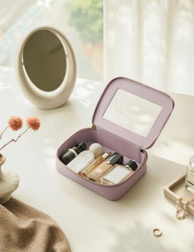 Popvibe Clear Makeup Bag with Zipper, Set of 2, Mini and Medium, Purple - color: Purple, style: Mini & Medium