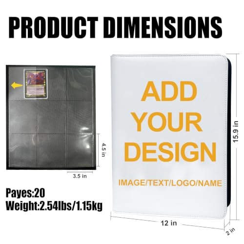 Custom Toploader Binder 9 Pocket PU Leather, 360 Toploaders - color: Custom Toploader Binder-360, size: 4 Pocket
