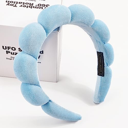 Ayesha Spa Headband for Washing Face Makeup Skincare Soft Sponge Hair band - color: Blue