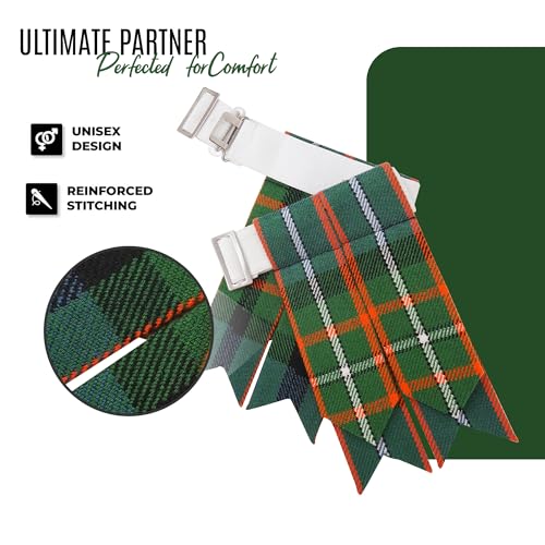 EZE Kilt Flashes for Men with Heavy Buckle Adjusters, Plain & Tartan Kilt Sock Flashes Acrylic Wool - color: Ferguson