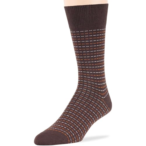 7BIGSTARS Men Cotton Patterned Crew Dress Socks 4-6 Pack, L 9-12 - color: Khaki, Dark Brown (A100)