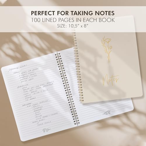 Aesthetic Spiral Notebook Set of 3 For Women 10.5 x 8 - College Ruled - color: sage-pink-beige, size: Large 10.5x8
