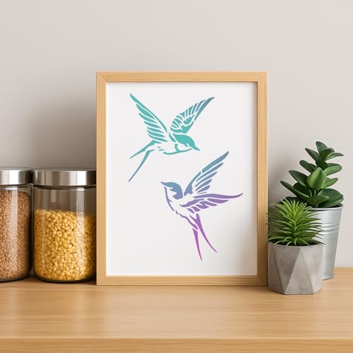 12Pcs Hummingbird Stencil PET Painting Templates Birds Inlay Border Stencils for Furniture Reusable DIY Craft for Wall Wood Fabric Canvas Paper Home Decor - color: bird