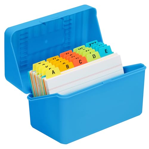 H4D 3x5 Index Card Holder with 100 Index Cards and 25 Dividers, Blue - color: Blue, size: 3"x5"