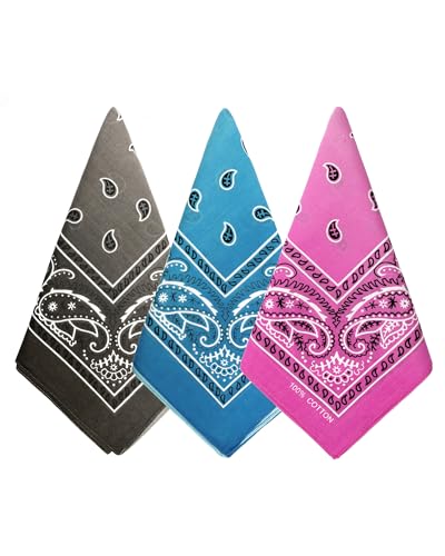 Bycc Bynn Large Soft Cotton Bandanas Pack for Men & Women 22 x 22 inches - color: S- 3 Pack-gradient 2