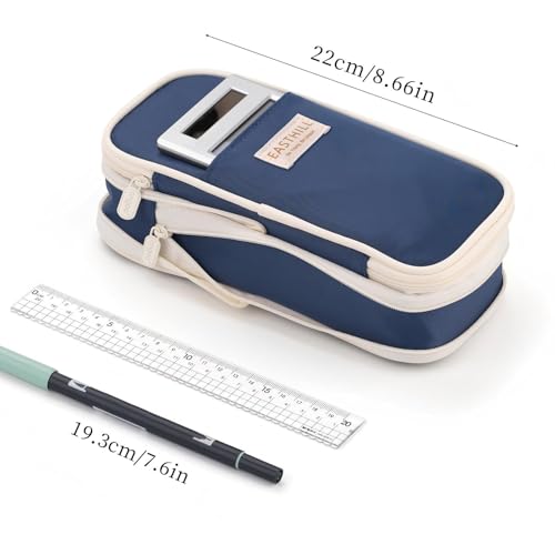 EASTHILL Big Capacity Pencil Case Large Pencil Pouch Stationery Pen Bag for Teen Girls-Navy - color: Navy