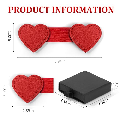 2Pcs Magnetic Leather Bookmarks with Pen Holder Gift Box, Heart-Shaped Magnetic Book Marks for Book Lover Readers Cute Leather Bookmark for Women Girls (Red) - color: Red