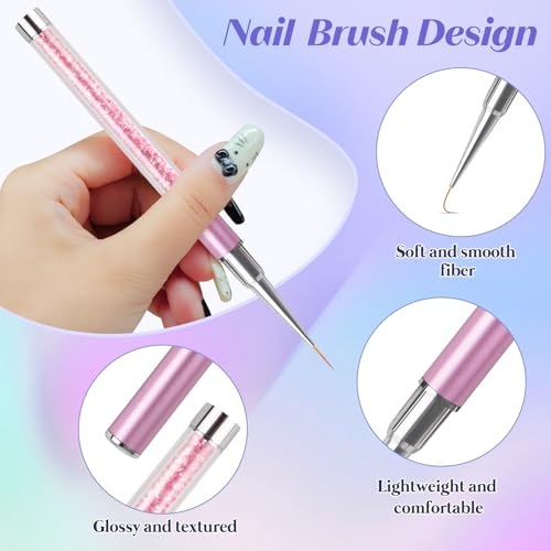 Nail Art Brushes, Nail Design Brushes with Liner Brush and Nail Art Pen - color: 5PCS Nail Design Brushes