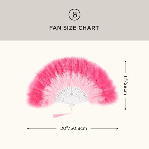 BABEYOND 1920s Marabou Feather Folding Hand Fan - color: GradientPink