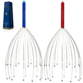 USAGA Head Massager Scalp Massager 20 Fingers Head Scratcher (Red & Blue) - color: Red & Blue