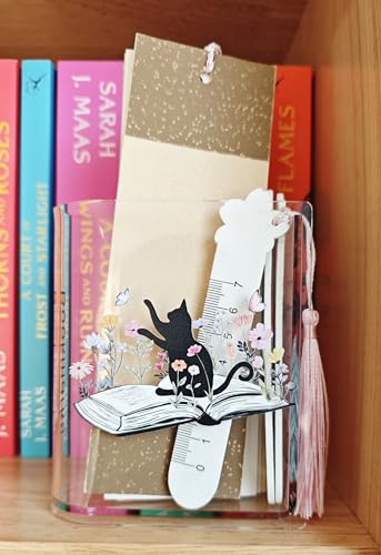 Book Shaped Bookmark Holder, Reading Accessories Gift for Book Lovers, Women, Librarians (cat) - style: cat