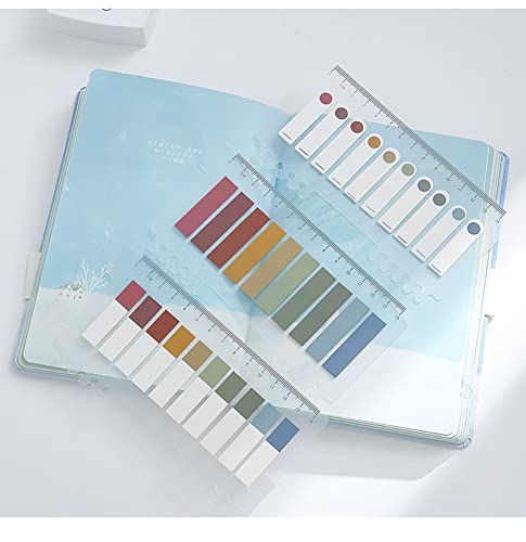 1200 Pcs Morandi Sticky Tabs, Book Tabs for Annotating Books, 60 Colors Aesthetic Index Tabs, Writable Page Markers Flags with Ruler for Notebooks - style: 6 Pack 1200pcs
