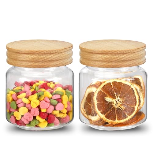 Small Glass Jars with Airtight Lid 13oz Seasoning Containers Glass Spice Jar Food Pantry Storage Containers for Kitchen Sugar Tea Coffee Bean Nuts Cookies Herbs Salt (400ml/13.5oz-2pack) - color: 400ml/13.5oz-2pack