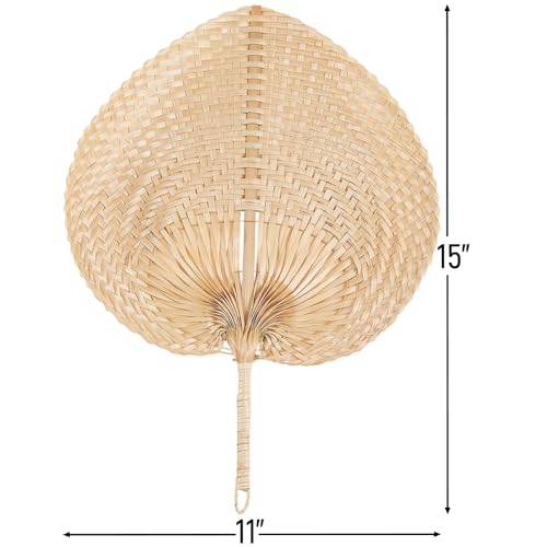 Fun Express Natural Bamboo Raffia Hand Fan, Set of 12