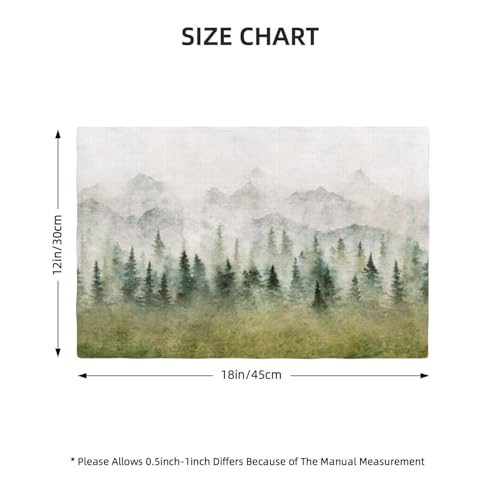 Watercolor Forest Linen Placemats Set of 4,Watercolor Woodland Forest Mountains Rustic Dining Placemats Home Kitchen Party Living Room Table Decoration 12x18 Inch - color: Forest-1, size: 12x18"Placemats x4