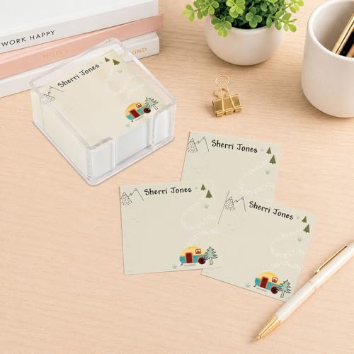 Current Camping Personalized Note Sheets in a Cube - 400, 3.38 x 3.38, Loose Sheets in 2.75" Tall Clear Acrylic Box - color: Camping