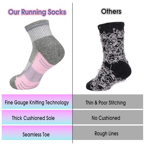 cuangya Women Athletic Ankle Cushioned Running Socks 6-Pairs - color: 5 Pairs Gray Socks, size: 5-8