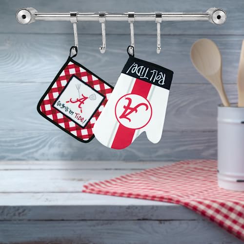 University of Alabama Crimson Tide Hot Mitt and Pot Holder Set by Magnolia Lane-Oven Glove and Oven Mitt for Cooking, BBQ-Ideal Gift for Students,Alumni and Everyday Fan-Show Your SEC NCAA Team Spirit